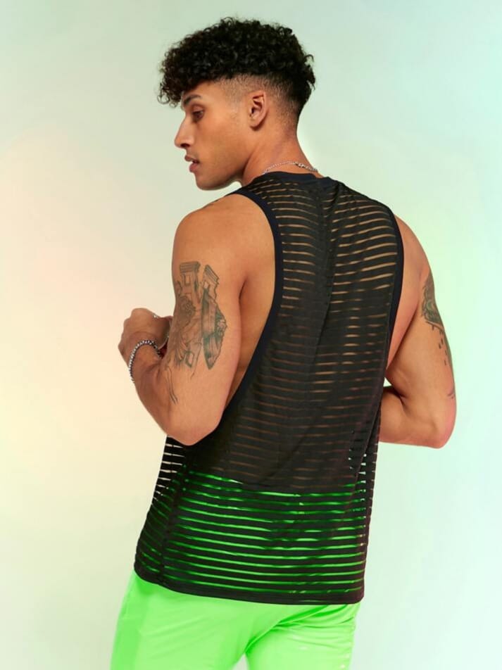 BONGA BOYS Men Stripped Mesh Tank top